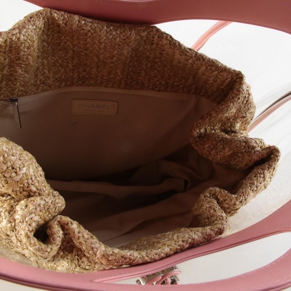 ✧ CHANEL pink leather, PVC & straw tote bag - Picture 10 of 14